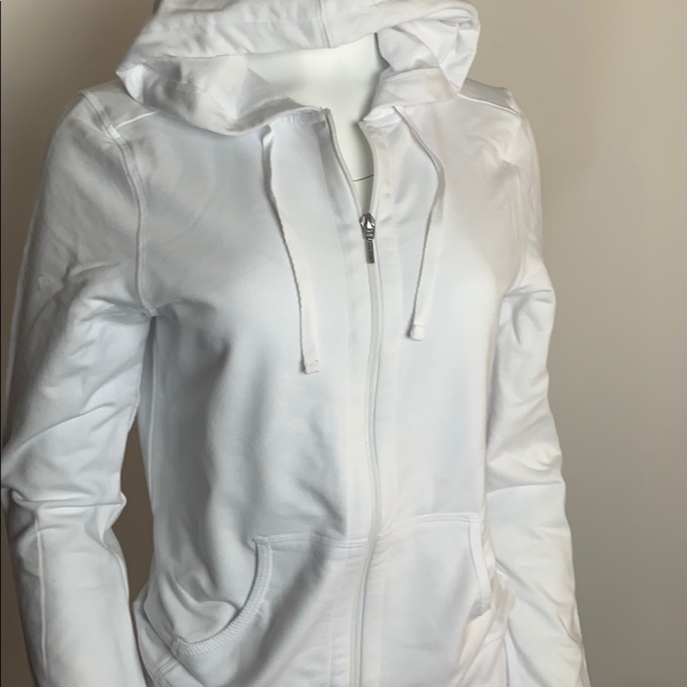 White hoodie sweater light material